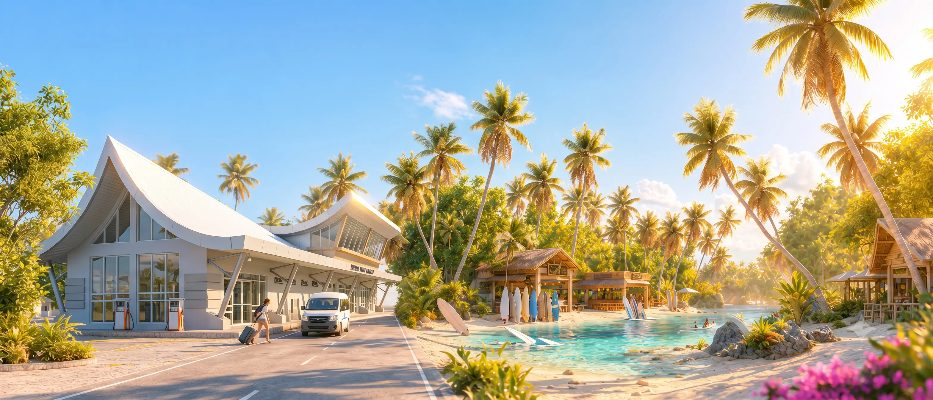 Palm trees and island transport in Siargao